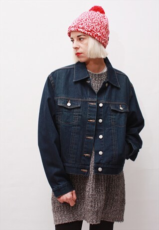 VINTAGE 90' NAVY BLUE UNISEX DENIM JACKET