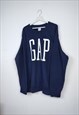 VINTAGE GAP SWEATSHIRT WHITE LOGO IN BLUE XXL