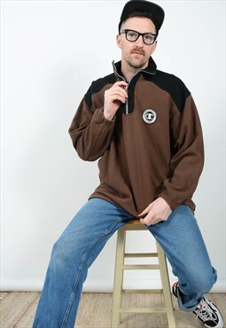 Vintage 90s Champion 1/4 zip Sweatshirt Brown Size XL