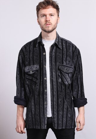 VINTAGE CORDUROY CORD STRIPED SHIRT