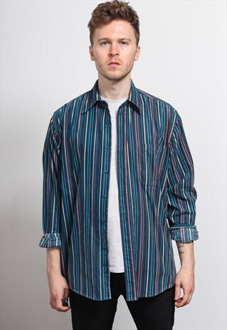 VINTAGE CORDUROY CORD STRIPED SHIRT