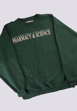 Vintage   Sweatshirt Green XLarge College Crewneck Graphic