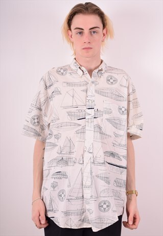CHAPS RALPH LAUREN MENS VINTAGE SHIRT LARGE WHITE 90S