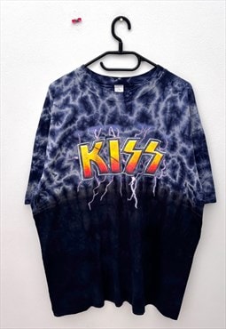 Vintage KISS 2001 navy blue lightning metal T-shirt XL