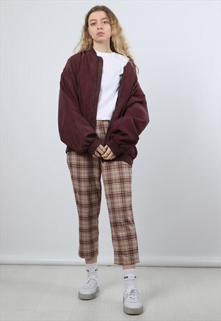 VINTAGE XL BURGUNDY BOMBER JACKET