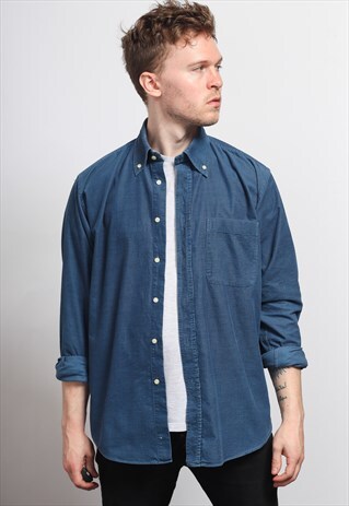 VINTAGE CORDUROY CORD SHIRT BLUE