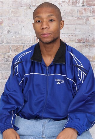 VINTAGE REEBOK LOGO TRACK JACKET BLUE