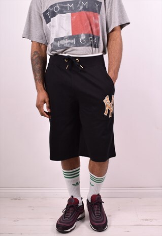 MAJESTIC MENS VINTAGE NY YANKEES SHORTS W32 BLACK 90S