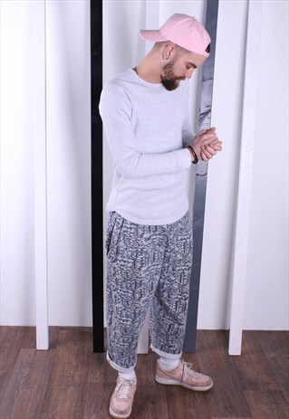 VINTAGE 90S PATTERNED CRAZY PRINT TROUSERS. UNISEX. GYM