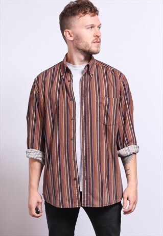 VINTAGE CORDUROY CORD STRIPED SHIRT