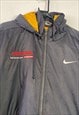 VINTAGE 90S BLACK NIKE SWOOSH PADDED LONG COAT JACKET LARGE