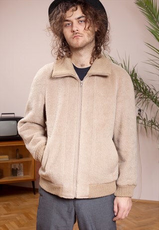 VINTAGE BEIGE MEN'S BOMBER JACKET