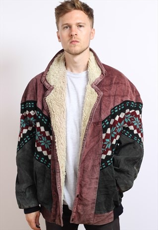 VINTAGE AZTEC NAVAJO FLEECE LINED JACKET