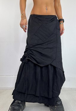 Vintage 90s Skirt Maxi Textured Layered Fairy Grunge Ruched