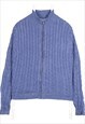 Vintage 90's LL BEAN Jumper / Sweater Knitted Zip Up Blue