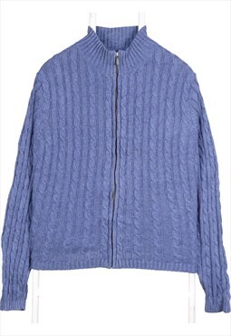 Vintage 90's LL BEAN Jumper / Sweater Knitted Zip Up Blue