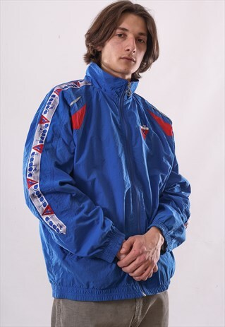 90'S VINTAGE MENS DIADORA BIG LOGO WINDBREAKER SUIT JACKET