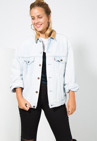 VINTAGE 80S LEVI'S CONTRAST COLLAR DENIM JACKET/ S0068