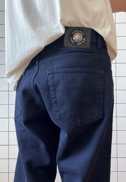 Vintage VERSACE Jeans Denim Pants 90s Navy Blue 