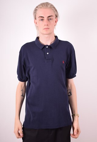 POLO RALPH LAUREN MENS VINTAGE POLO SHIRT XL BLUE 90S