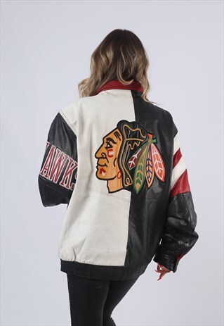 LEATHER BOMBER BOYFRIEND JACKET OVERSIZED UK 18 -20 (EA9X)