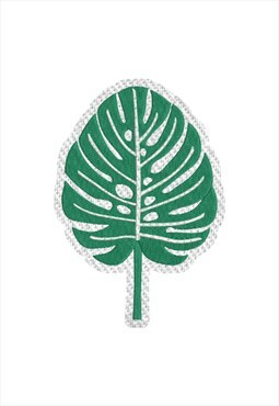 Embroidered Monstera Leaf iron on patch / sew on patches