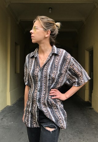 VINTAGE 80' FESTIVAL CRAZY PATTERN GREY UNISEX SHIRT
