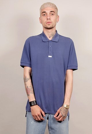 VINTAGE 90'S ADIDAS OVERSIZED BLUE POLO T-SHIRT