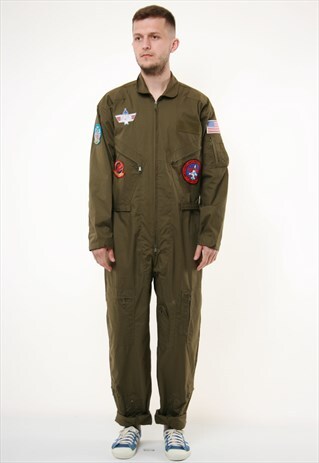 VINTAGE RARE FLIGHT SUIT USA TOP GUN COVERALLS 14211