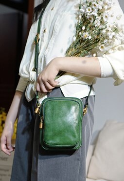 Vintage Green Leather Crossbody Bag