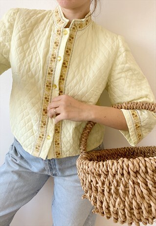 VINTAGE 50S CITRUS HAUTE BOHEME LUXE TRIMMED JACKET TOP