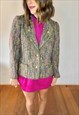 1970'S VINTAGE RAINBOW BOUCLE BLAZER WITH LION BUTTONS