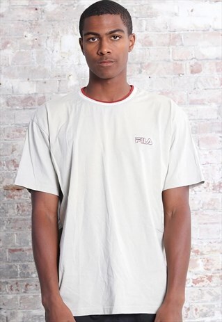 VINTAGE FILA CHEST LOGO T-SHIRT BEIGE