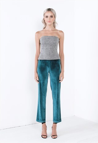 VELVET TROUSERS IN GREEN WITH FLATTERING CUT