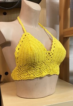 Handmade yellow crochet bralet top