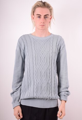 LACOSTE MENS VINTAGE JUMPER SWEATER LARGE GREY 90S