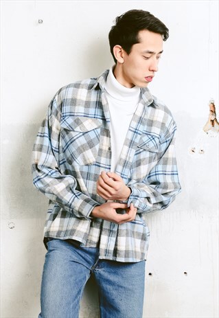 VINTAGE 90S CHECK PRINT THICK SHIRT