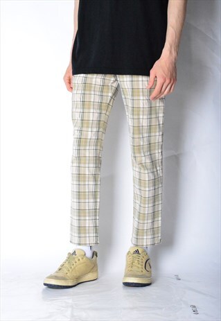 VINTAGE 90S UNISEX BEIGE CHECK PANTS