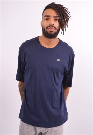 LACOSTE MENS VINTAGE T-SHIRT TOP XL BLUE 90S