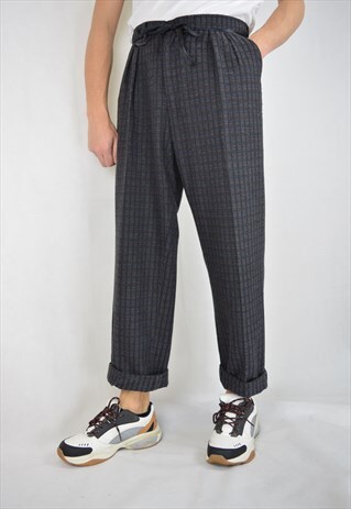 VINTAGE GREY CLASSIC CHECKERED 80'S TROUSERS