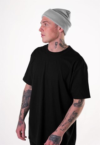 ESSENTIAL CUFFED BEANIE HAT - SILVER GREY