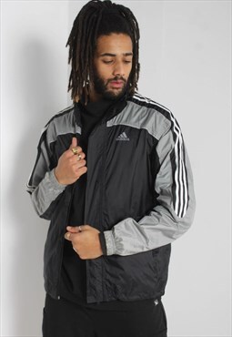Vintage Adidas 90's Hooded Windbreaker Jacket - Black - MK