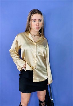 Vintage 90s Satin Button Up Shirt