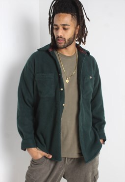 Vintage 90''s Thick Fleece Over Shirt - Green