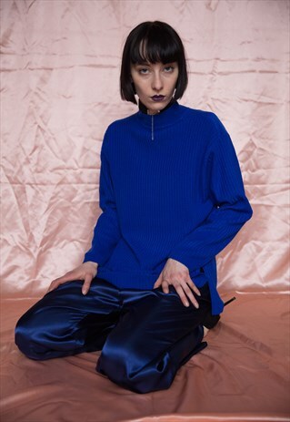 CORNFLOWER BLUE VINTAGE KNITTED JUMPER