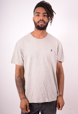 POLO RALPH LAUREN MENS VINTAGE T-SHIRT TOP LARGE GREY 90S