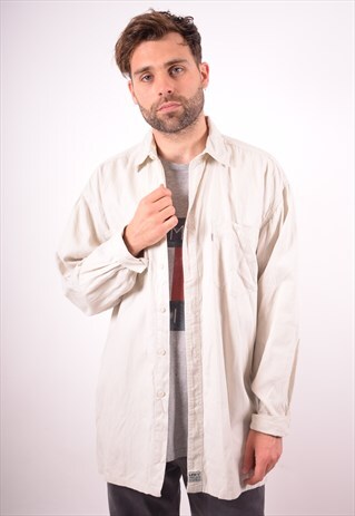LEVI'S MENS VINTAGE SHIRT LARGE BEIGE 90S