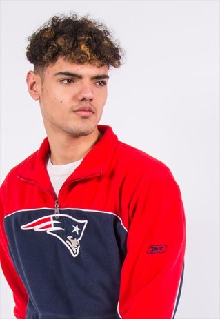 VINTAGE REEBOK 1/4 ZIP FLEECE NFL NEW ENGLAND PATRIOTS