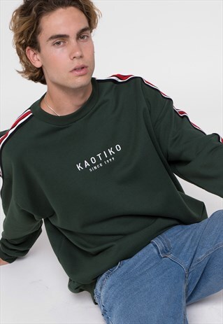 BASIC GREEN KAOTIKO SWEATSHIRT WITH BANDS
