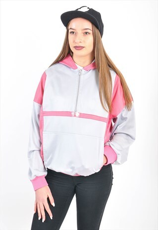 VINTAGE HOODIE IN SILVER AND PINK